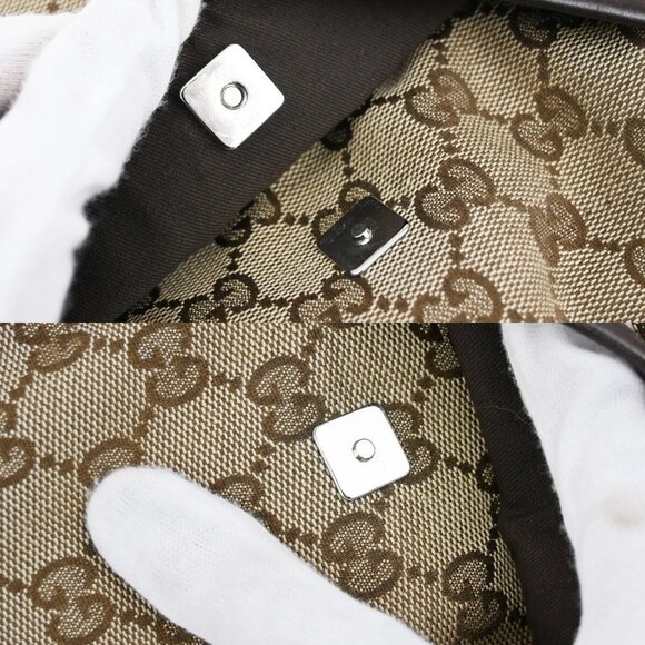 GUCCI Logo GG Pattern Crossbody Shoulder Bag Canvas Leather Brown SHW - Picture 5 of 16
